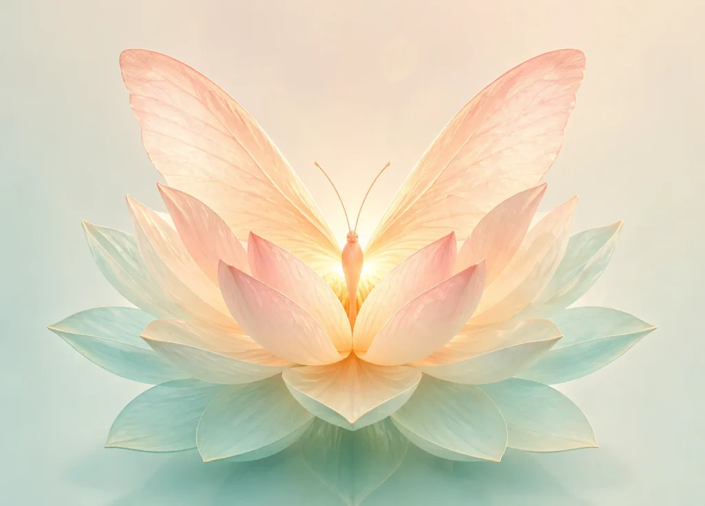 Butterfly and lotus flower symbolizing beauty and transformation at the best facial spa in Dallas