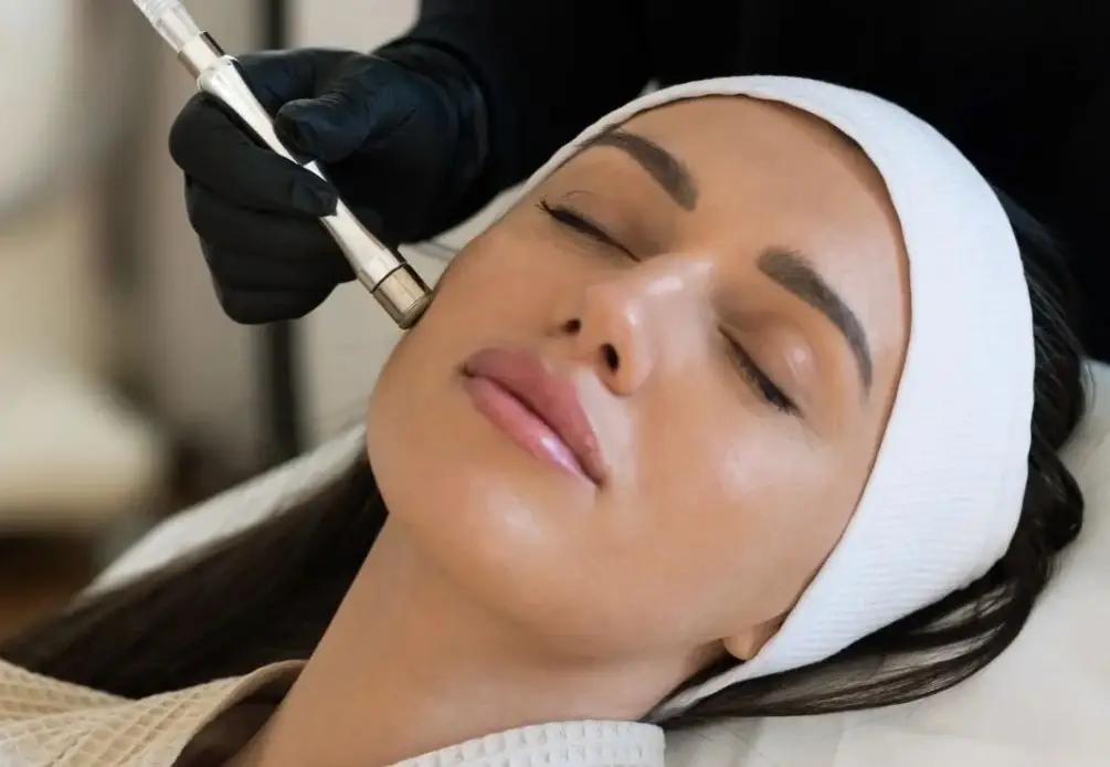 Woman enjoying a facial treatment.