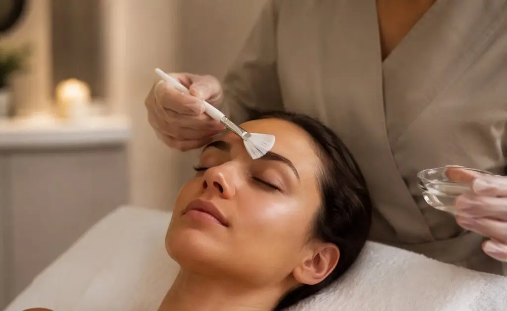 Chemical peel application at a Dallas Facial Spa